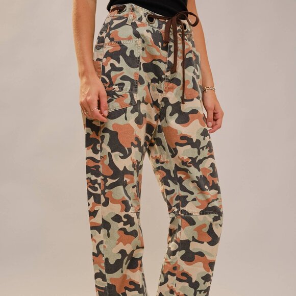 blue b Pants - Camo Barrel leg pants